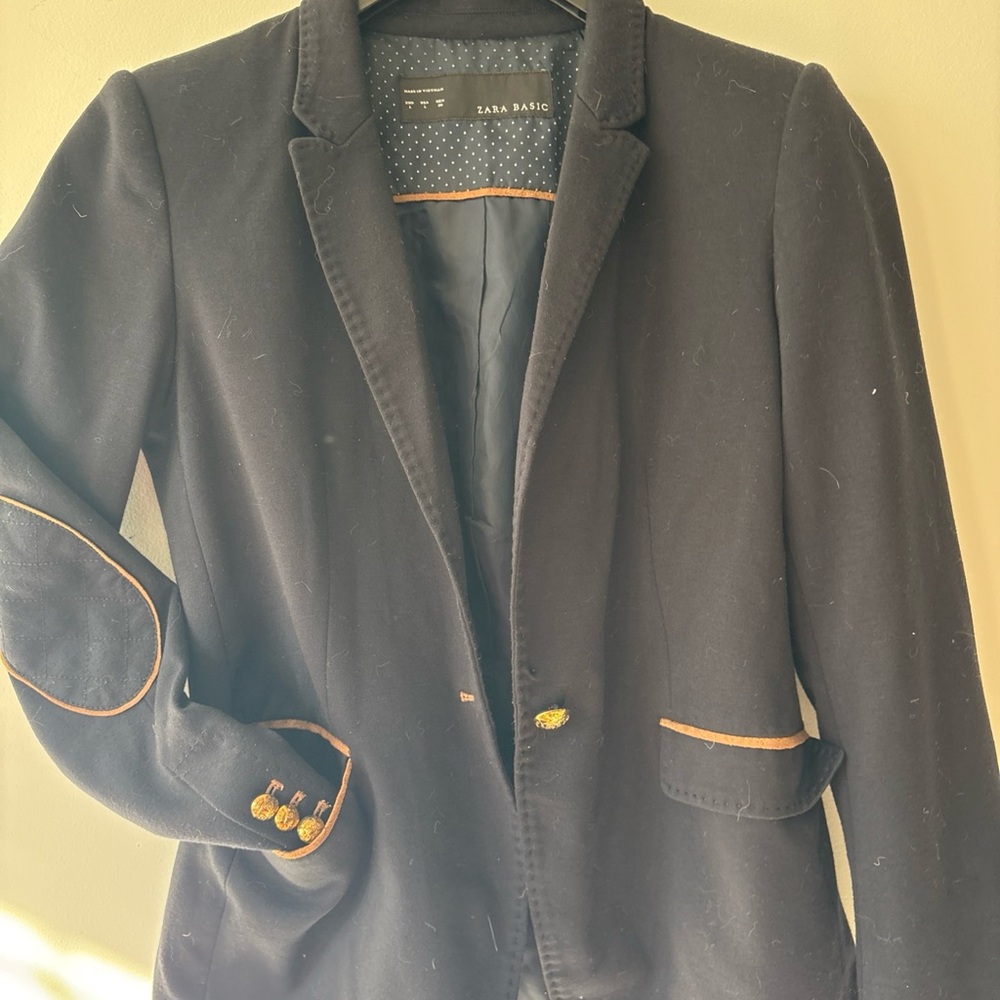 Zara Black Blazer with Tan Accents